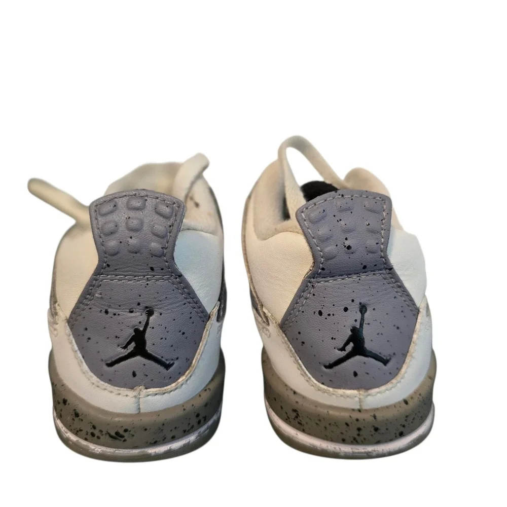 Jordan 4 Retro White Cement Kids Sneakers White Grey Black 308500-103 Size 10C - Picture 5 of 6